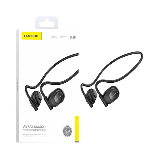 Auscultadores Neckband Esportivos Sem Fio Foneng Bl39 para Condução de Ar Preto Auscultadores Neckband Esportivos Sem Fio Foneng Bl39 para Condução de Ar Preto